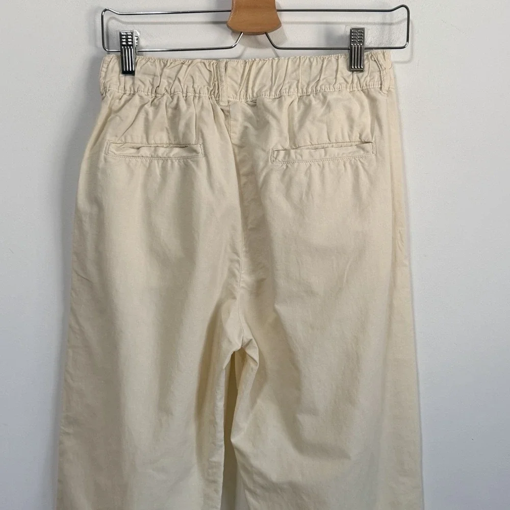 Zara Jogger Pants XS Pull On Linen Blend Belt Loops Casual Cream‎ Pockets Crop